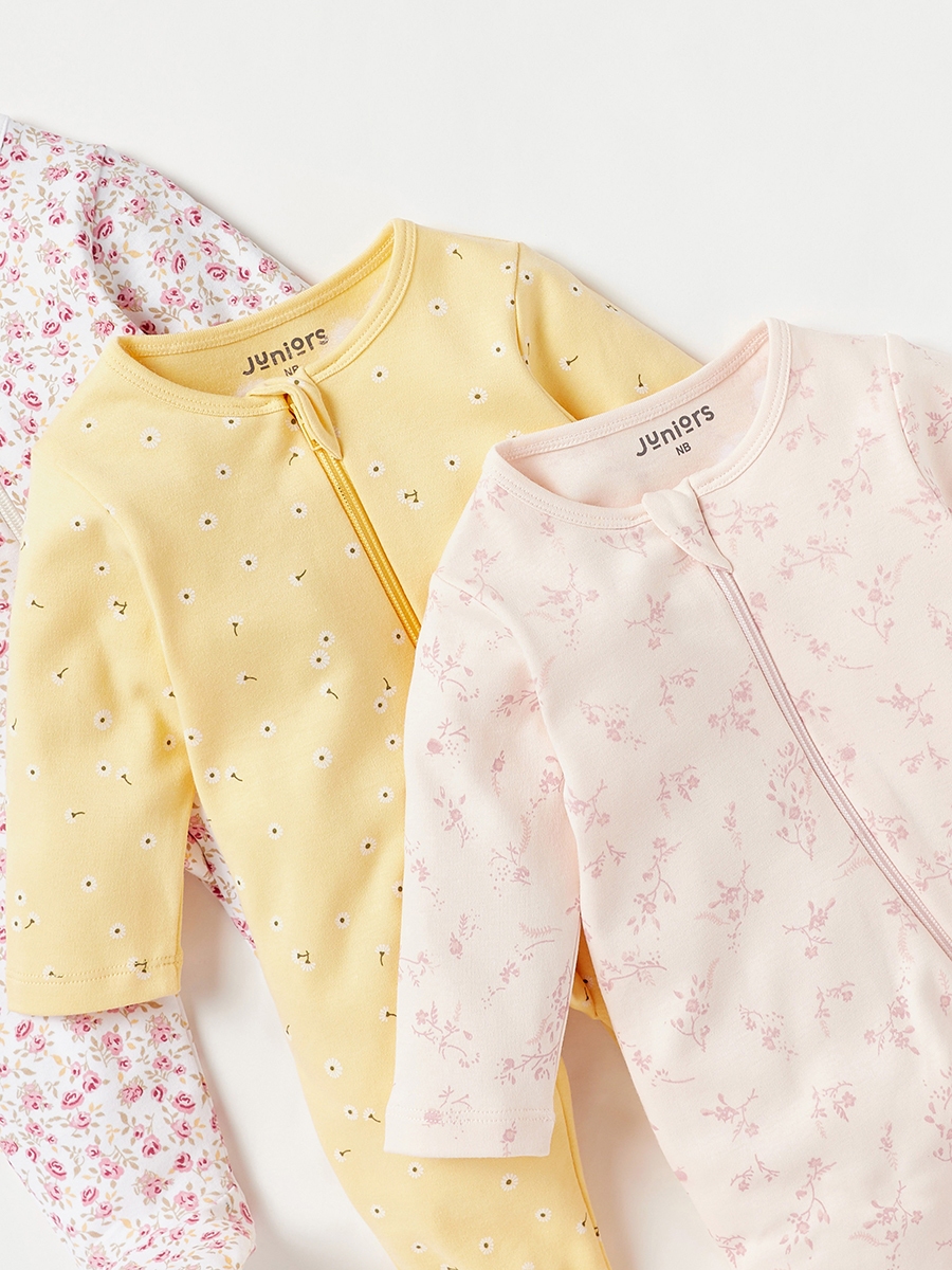 Pack of 3 - All-Over Print Sleepsuit with Zipper Closure