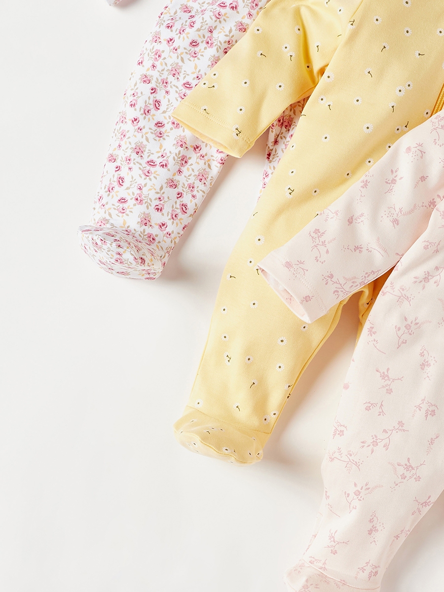 Pack of 3 - All-Over Print Sleepsuit with Zipper Closure