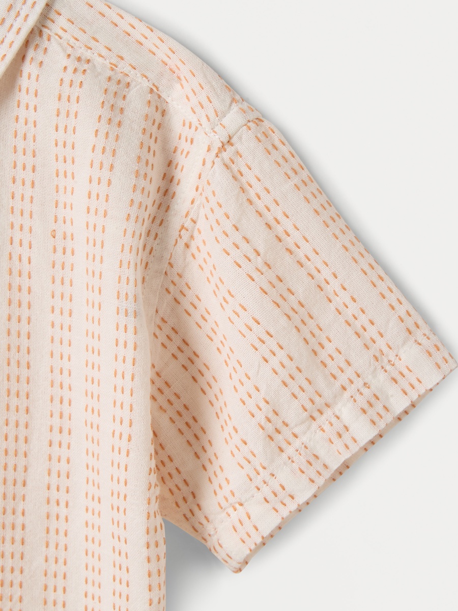 Embroidered Shirt with Collar and Short Sleeves