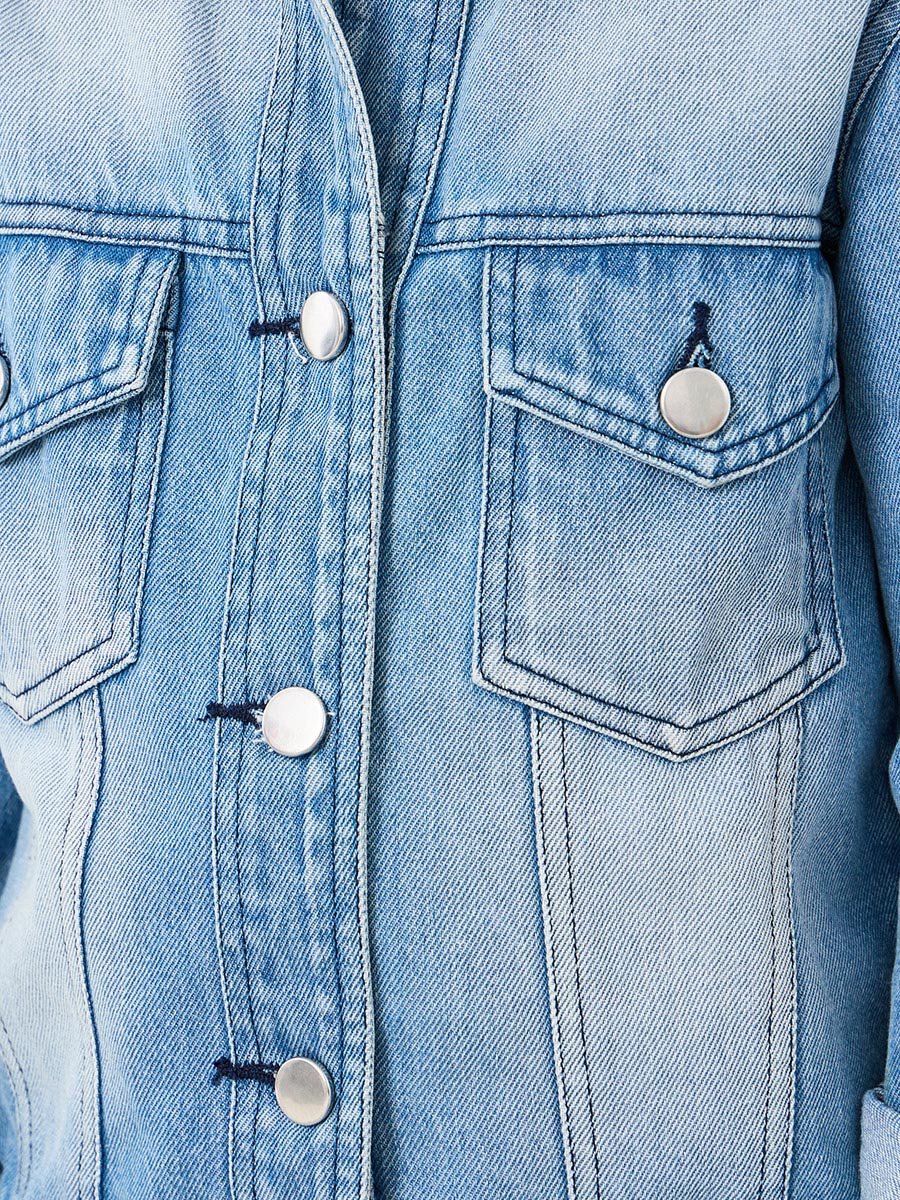 Faded Denim Jacket with Flap Pocket