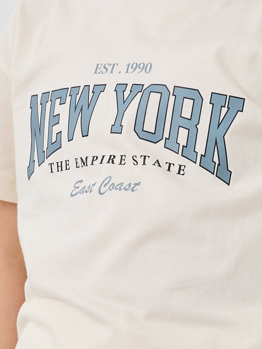 Slogan Print T-Shirt and Wide Leg Joggers Set