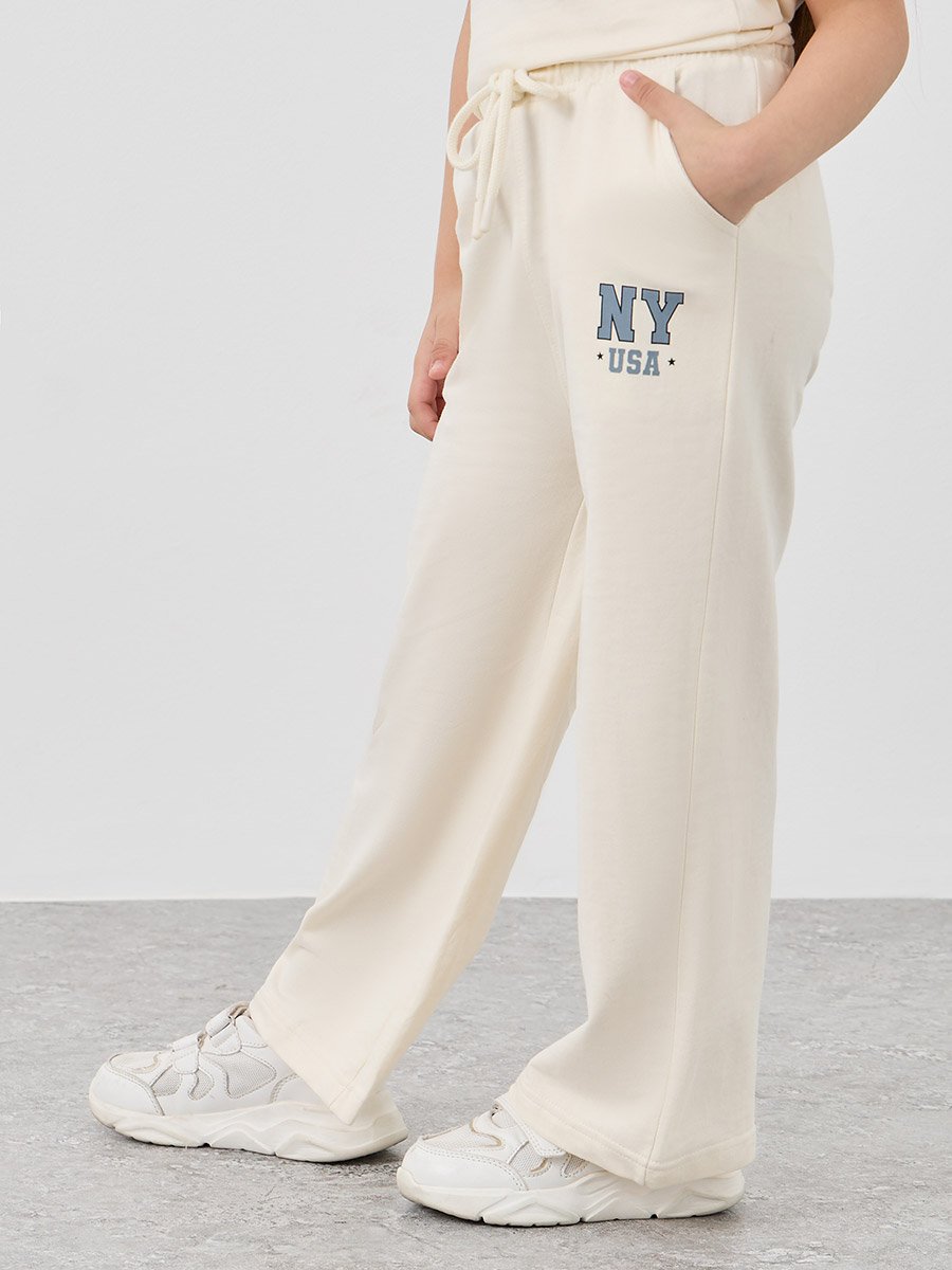 Slogan Print T-Shirt and Wide Leg Joggers Set