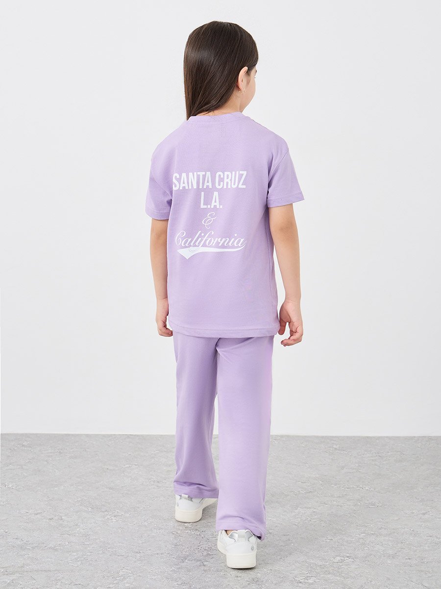 Slogan Print Oversized T-Shirt and Wide Leg Joggers Set