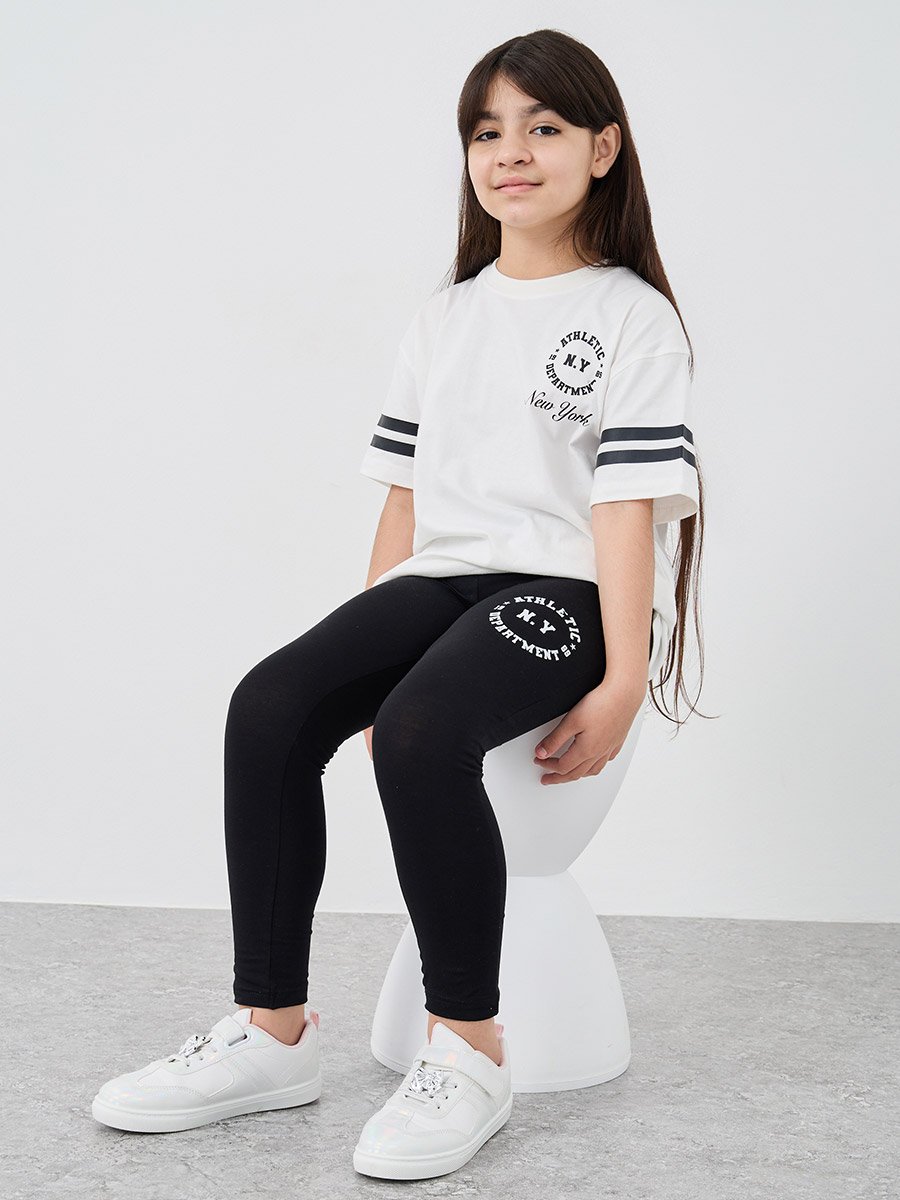 Printed Oversized T-Shirt and Leggings Set