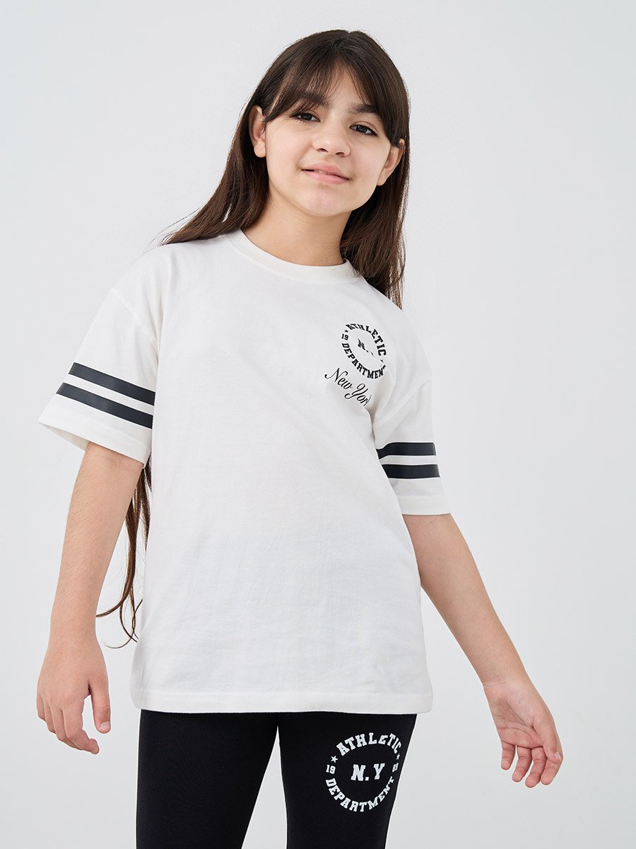 Printed Oversized T-Shirt and Leggings Set