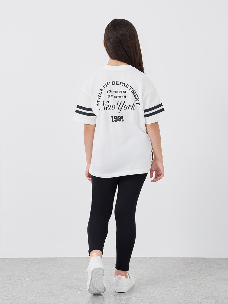 Printed Oversized T-Shirt and Leggings Set
