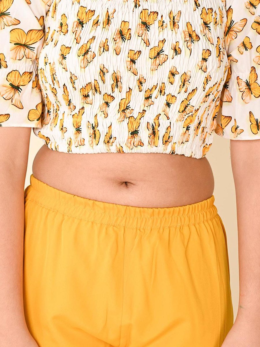Printed Crop Top and Sharara Pants Set