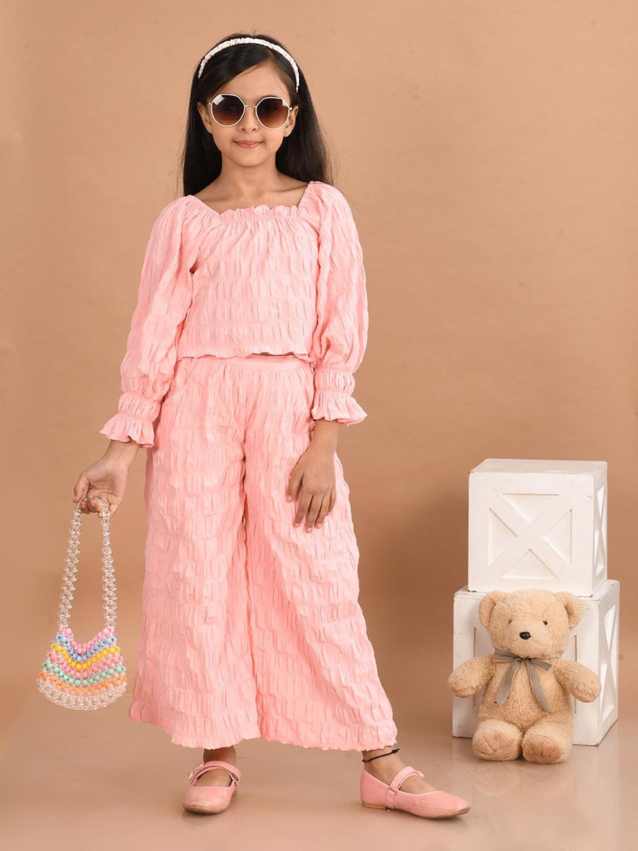 Square Neck Top and Palazzos Pants Set