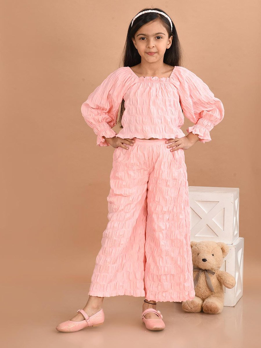 Square Neck Top and Palazzos Pants Set
