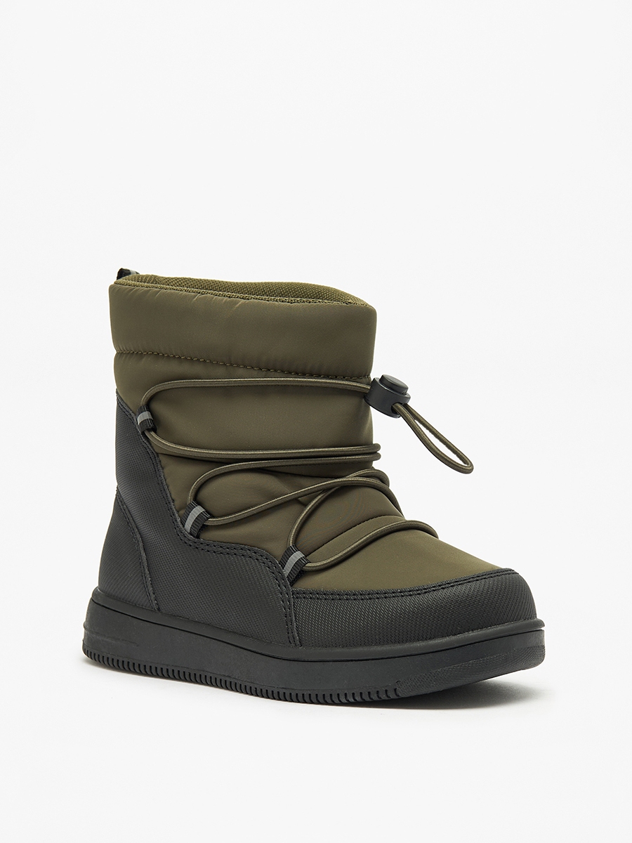 Solid High Cut Slip-On Boots with Drawstring Detail
