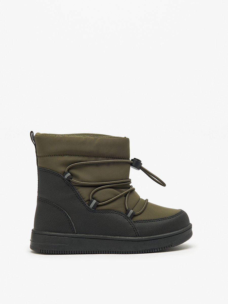 Solid High Cut Slip-On Boots with Drawstring Detail