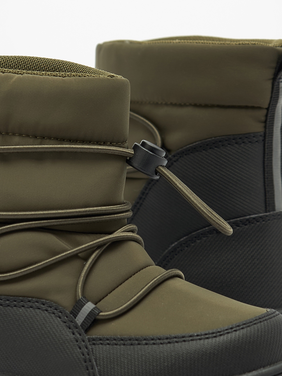 Solid High Cut Slip-On Boots with Drawstring Detail