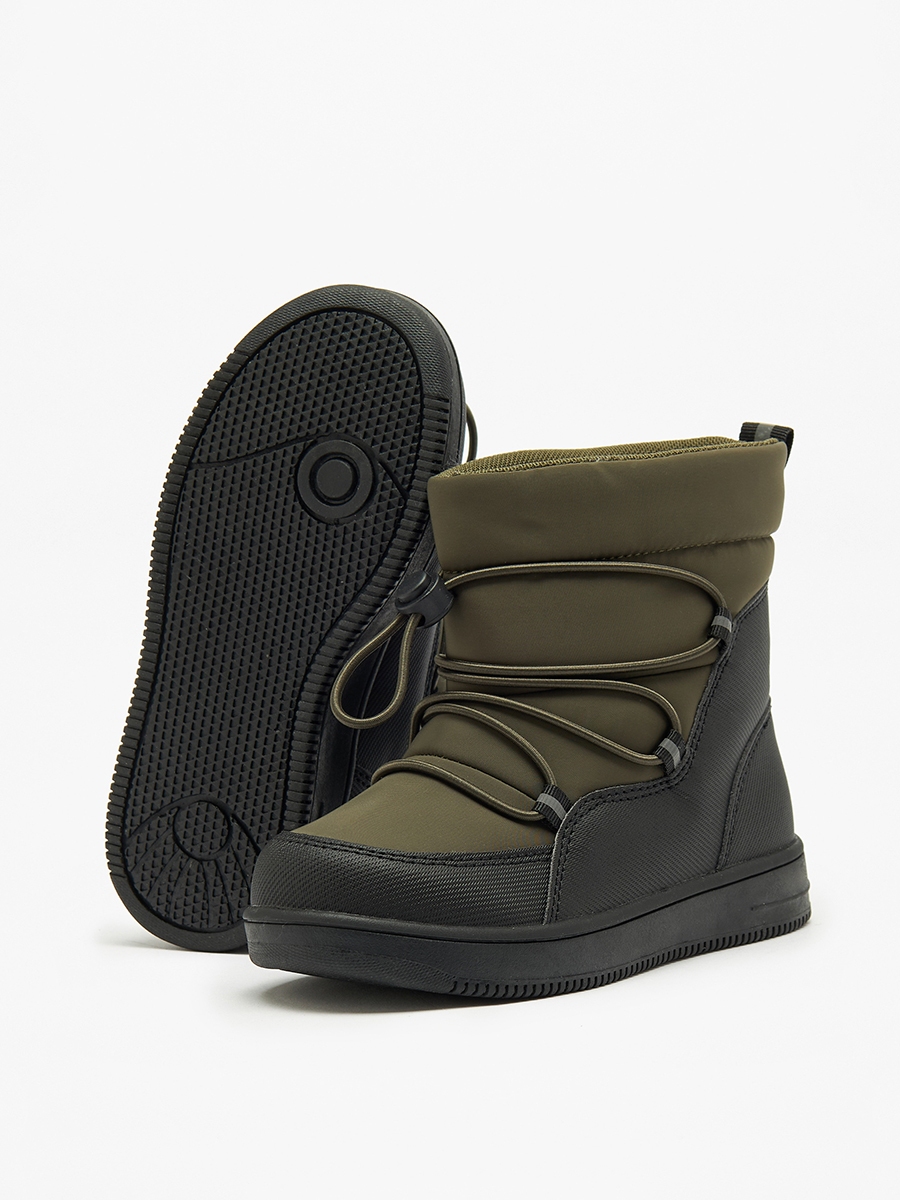 Solid High Cut Slip-On Boots with Drawstring Detail