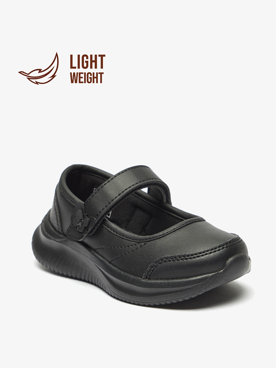 Solid Mary Jane School Shoes with Hook and Loop Closure
