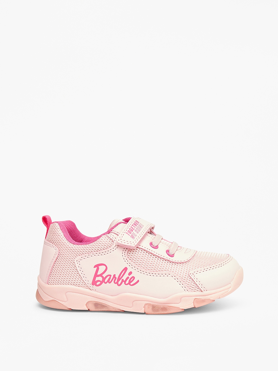 Barbie Logo Print Sneakers with Hook and Loop Closure