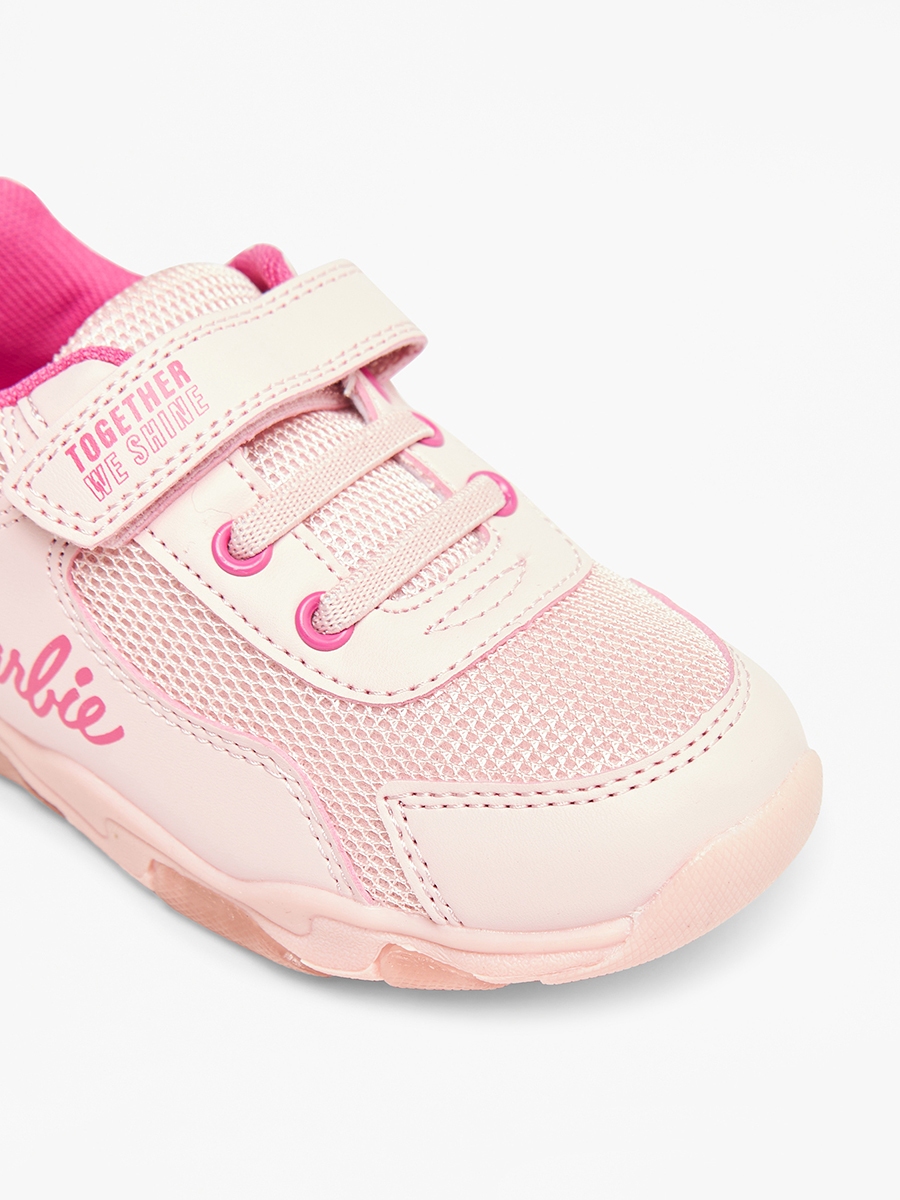 Barbie Logo Print Sneakers with Hook and Loop Closure