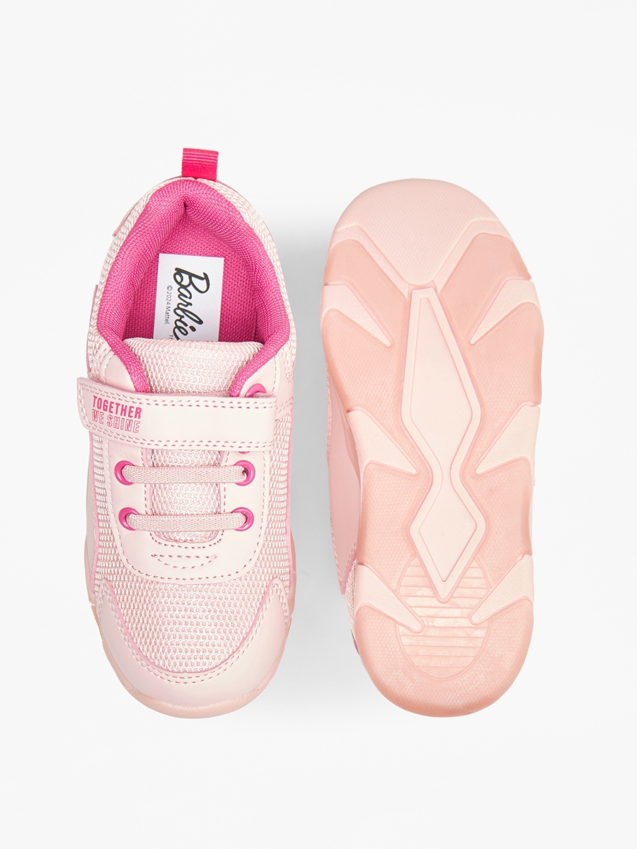 Barbie Logo Print Sneakers with Hook and Loop Closure
