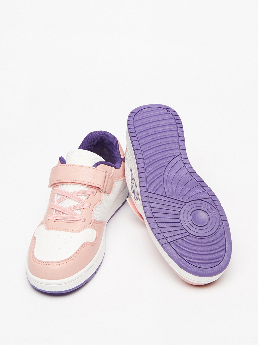 Colourblock Low-Ankle Sneakers with Hook and Loop Closure