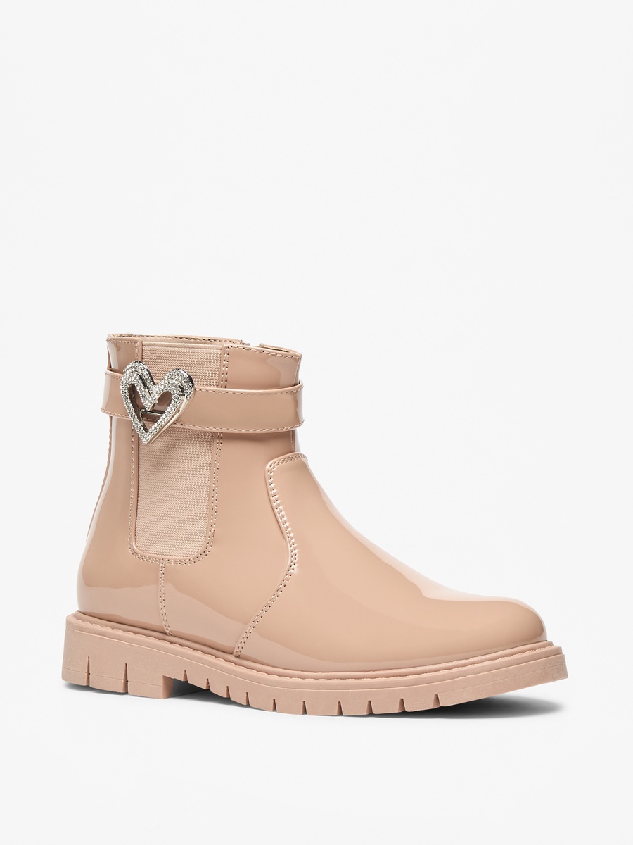 Heart Accent High Cut Boots with Zip Closure