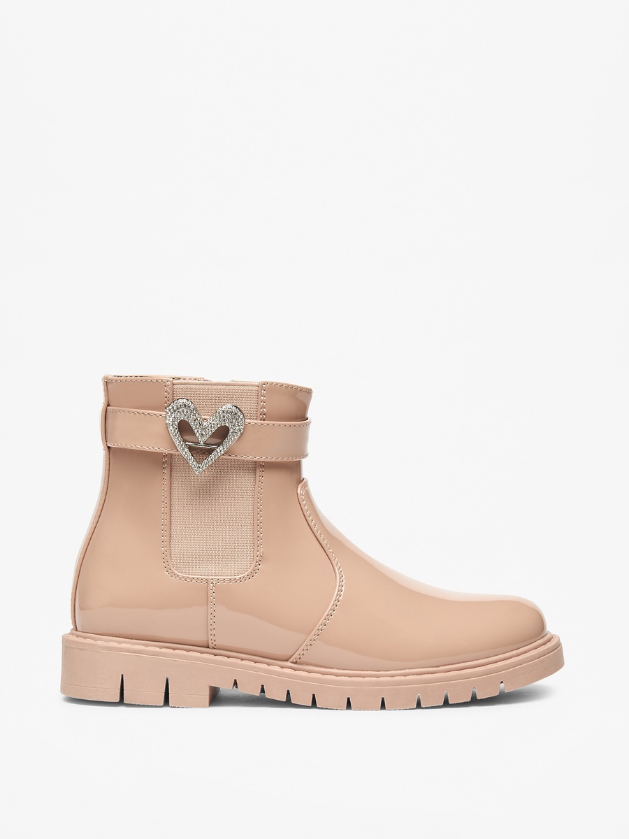 Heart Accent High Cut Boots with Zip Closure