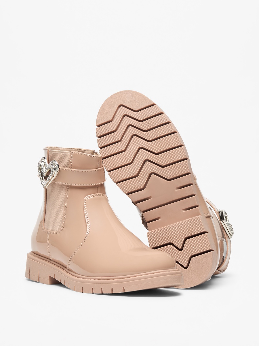 Heart Accent High Cut Boots with Zip Closure