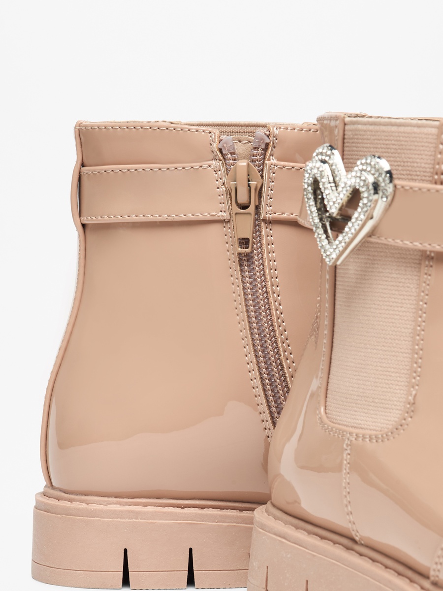 Heart Accent High Cut Boots with Zip Closure