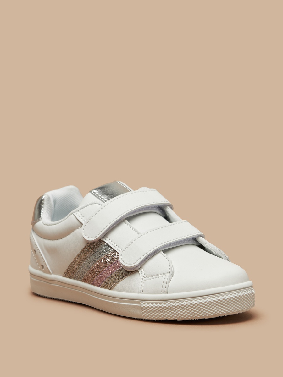 Panelled Sneakers with Hook and Loop Closure