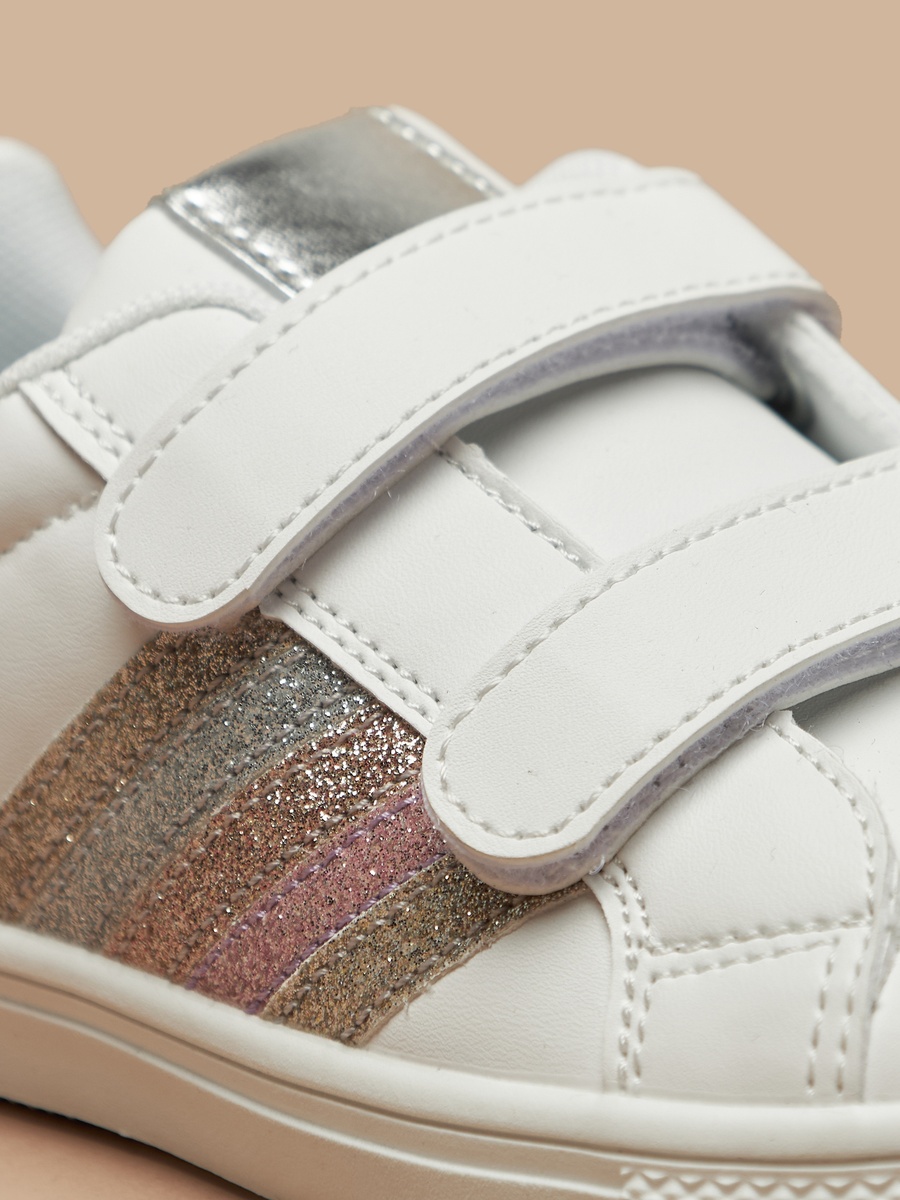 Panelled Sneakers with Hook and Loop Closure