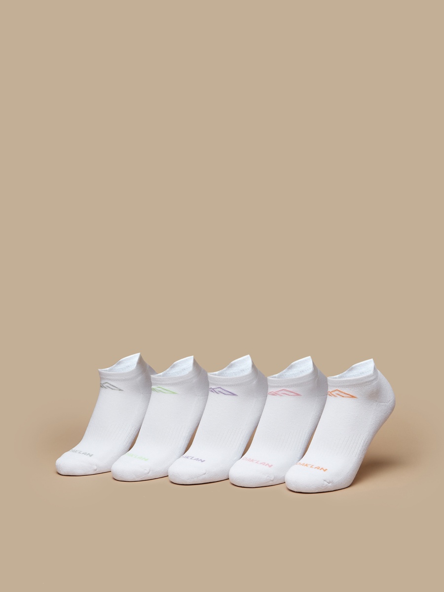 Set of 5 - Logo Print Ankle Length Sports Socks