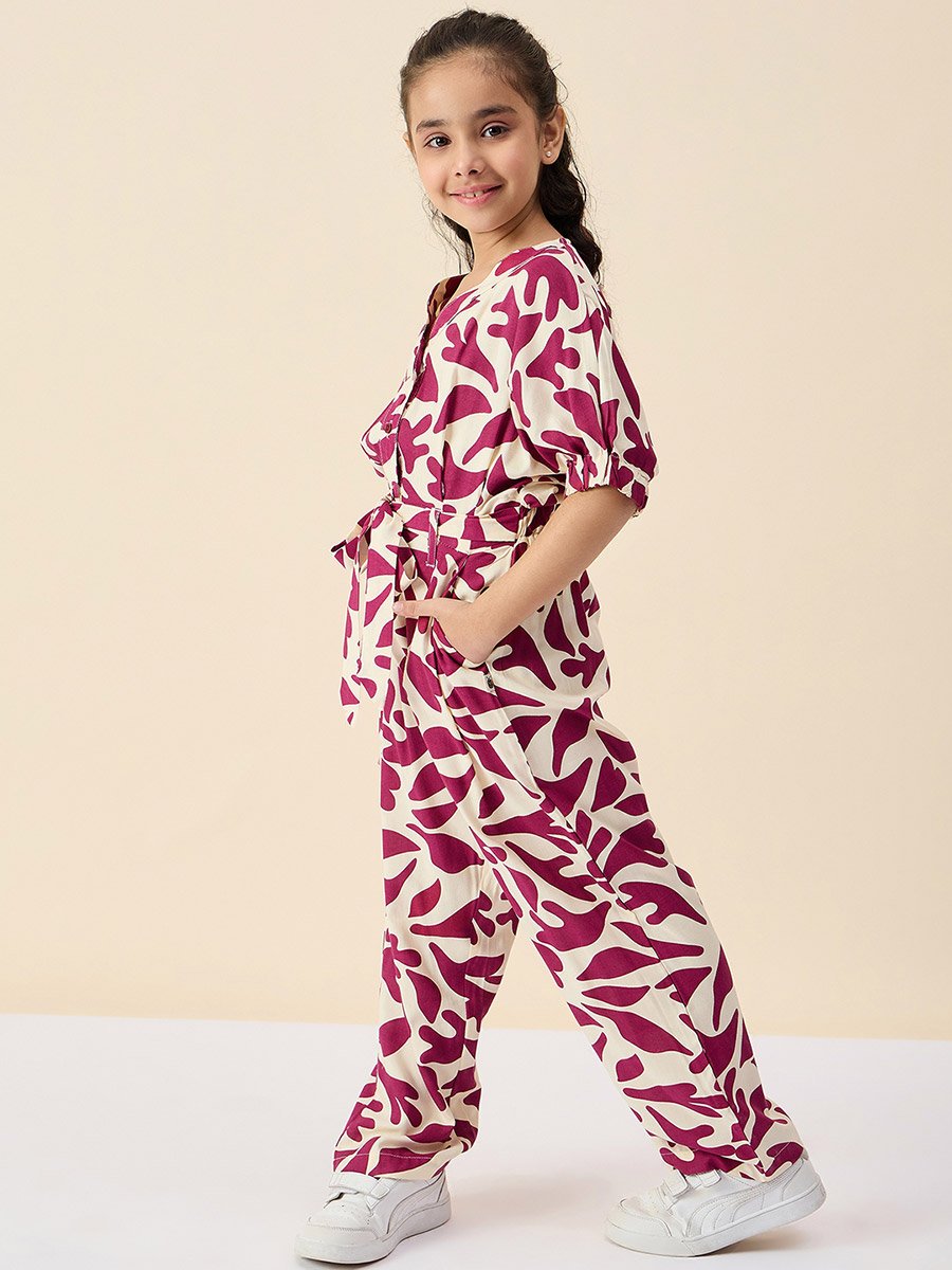 Floral Print Rayon Jumpsuit for Girls