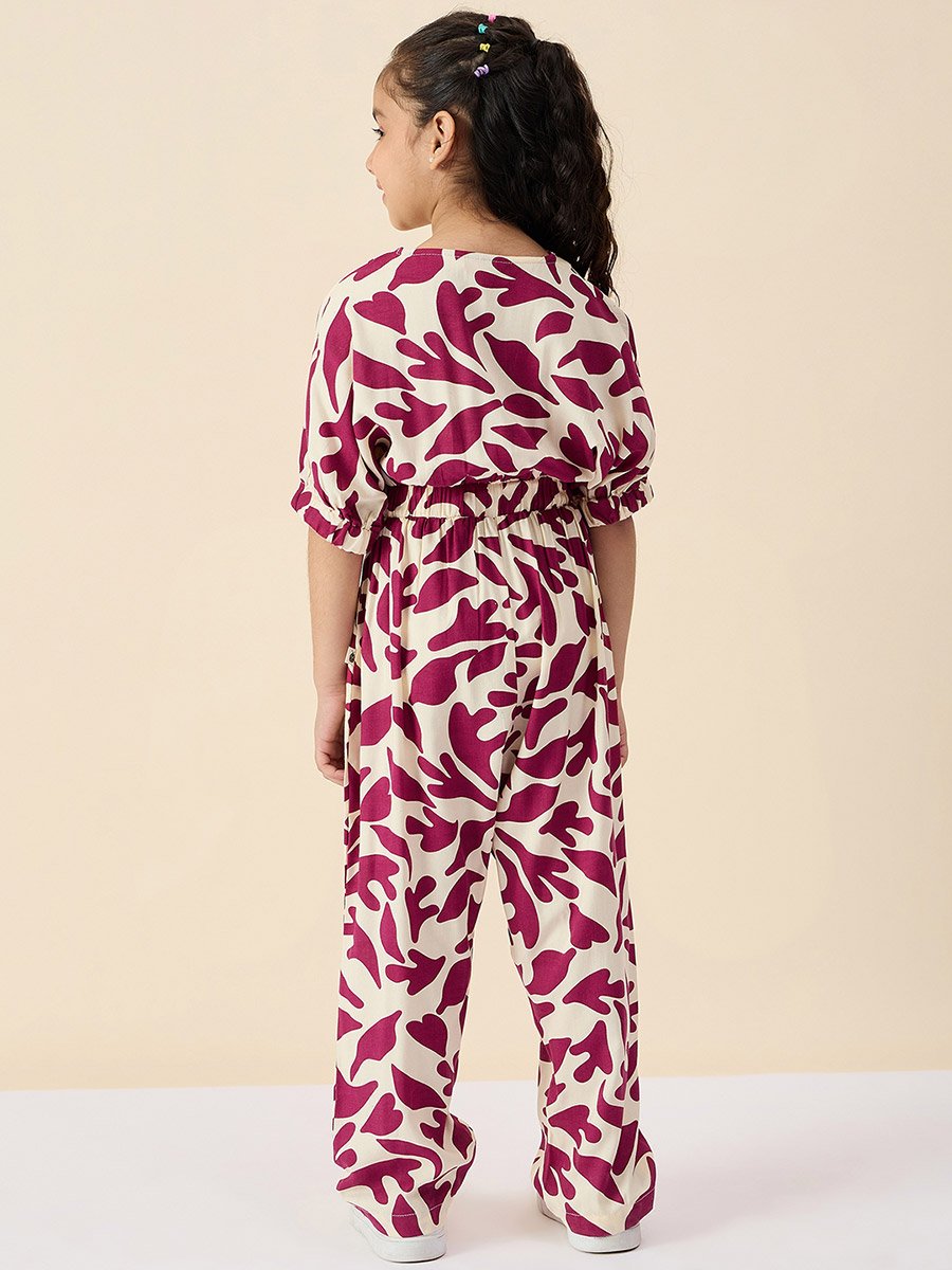 Floral Print Rayon Jumpsuit for Girls