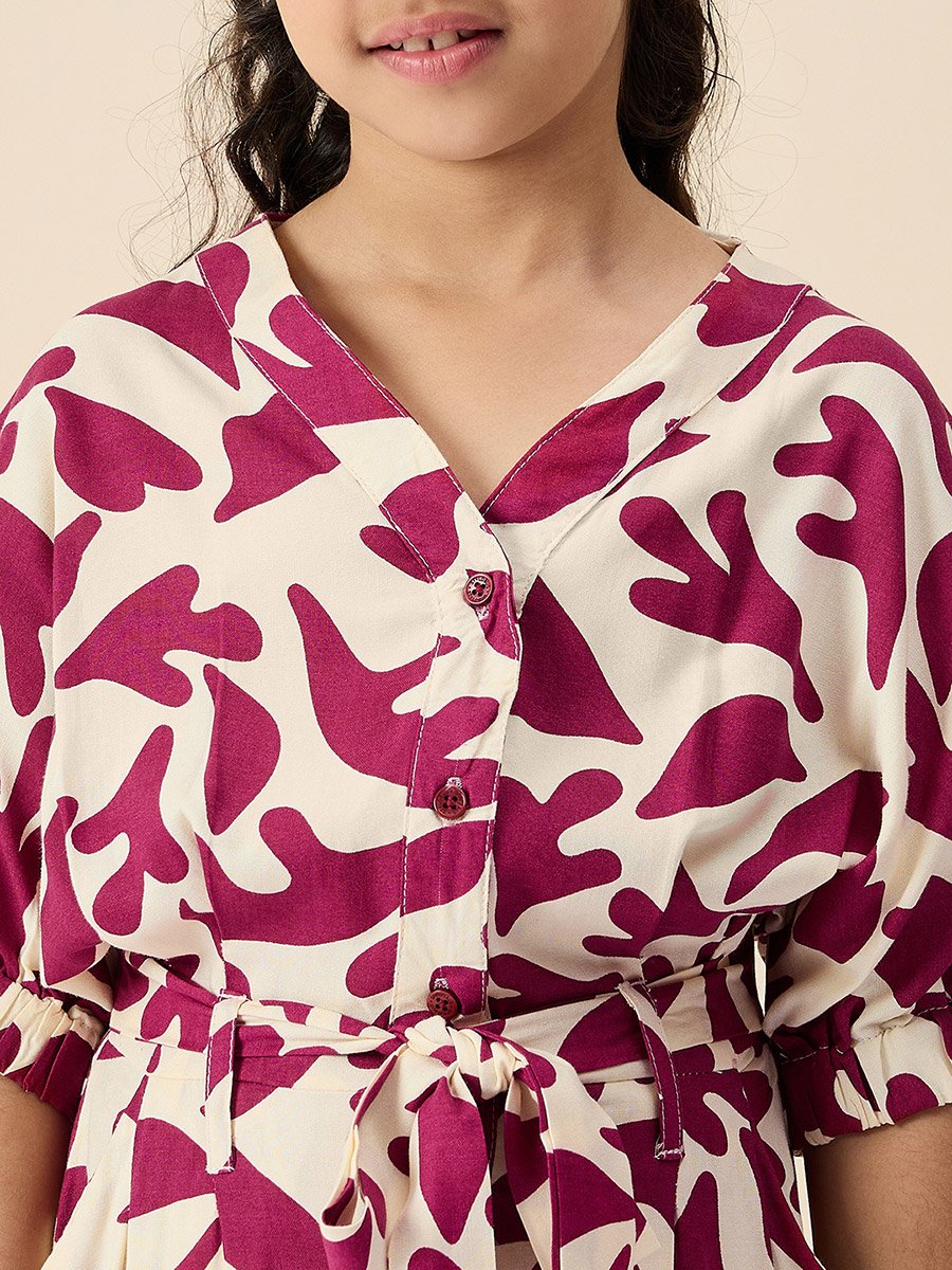 Floral Print Rayon Jumpsuit for Girls