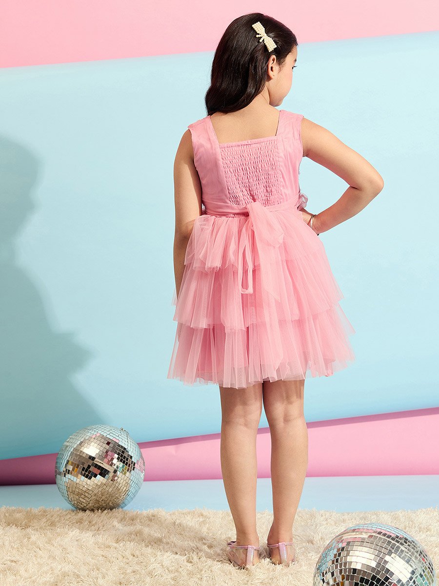 Embellished Sleeveless Layered Fit and Flare Dress