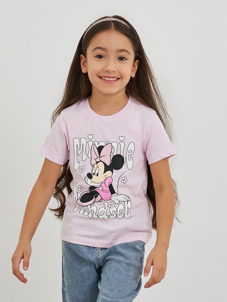 Girls Minnie Mouse Print Short Sleeve Oversized T-Shirt