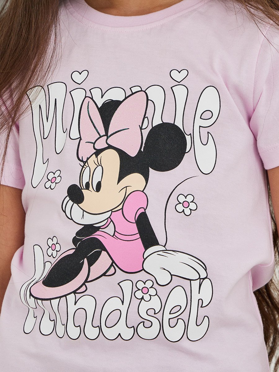 Girls Minnie Mouse Print Short Sleeve Oversized T-Shirt
