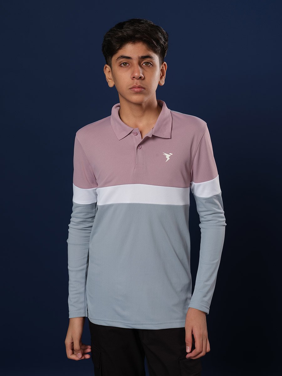 Boys Color Block Slim Fit Polo Sports T-Shirt