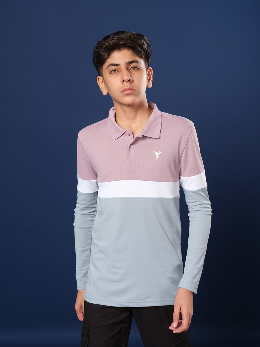Boys Color Block Slim Fit Polo Sports T-Shirt
