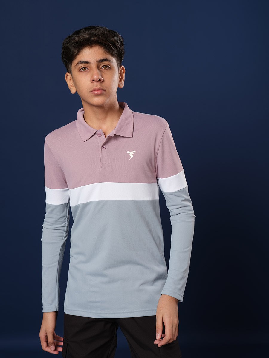 Boys Color Block Slim Fit Polo Sports T-Shirt