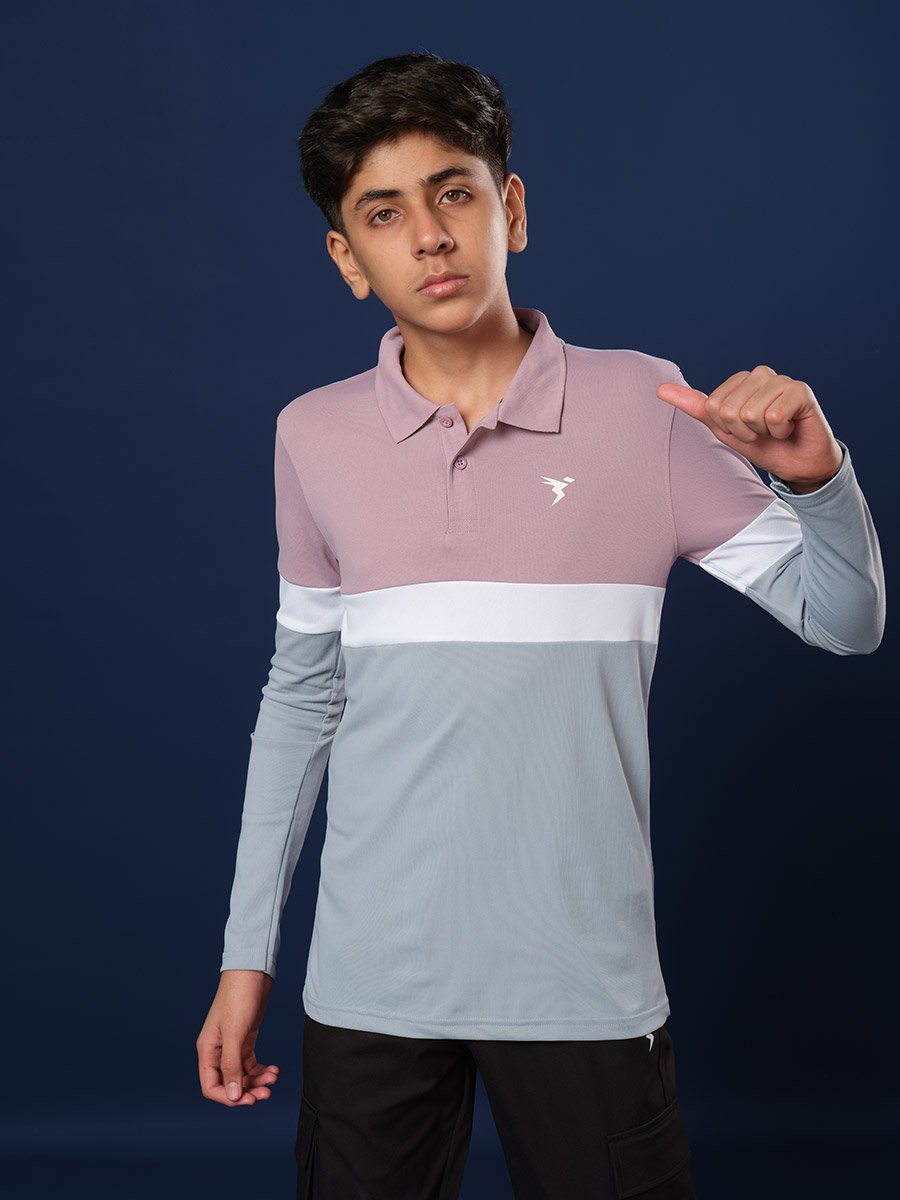 Boys Color Block Slim Fit Polo Sports T-Shirt