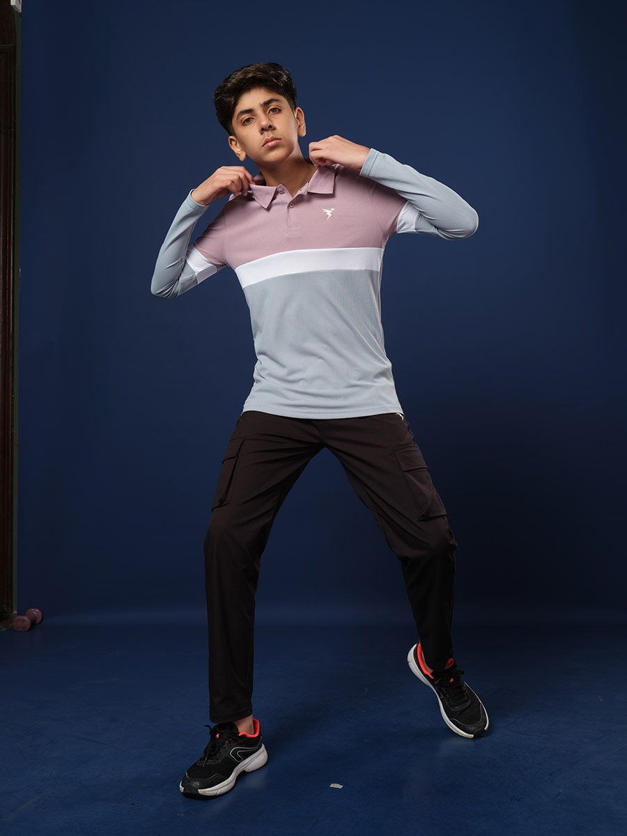 Boys Color Block Slim Fit Polo Sports T-Shirt