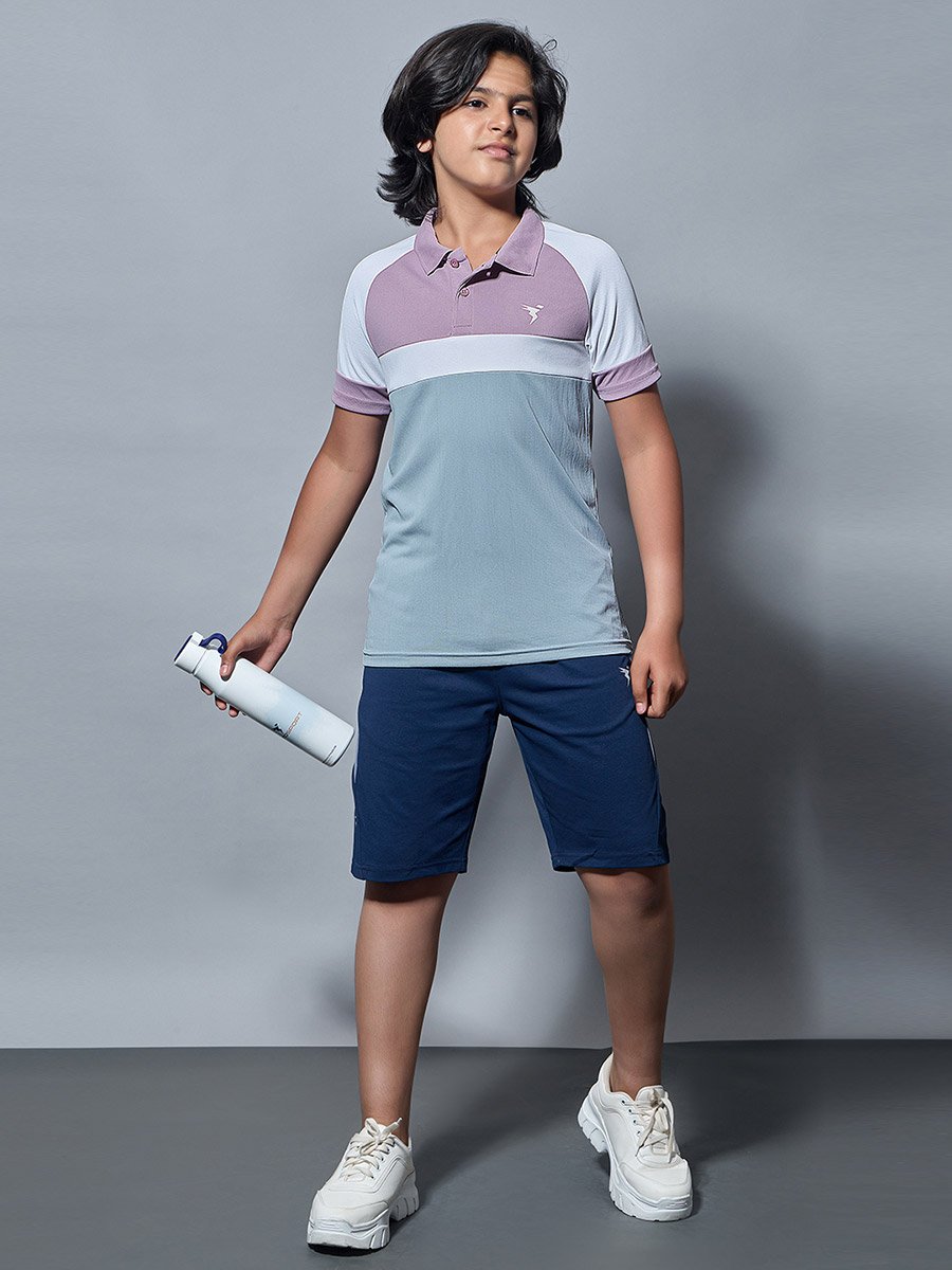 Boys Color Block Slim Fit Polo Sports T-Shirt