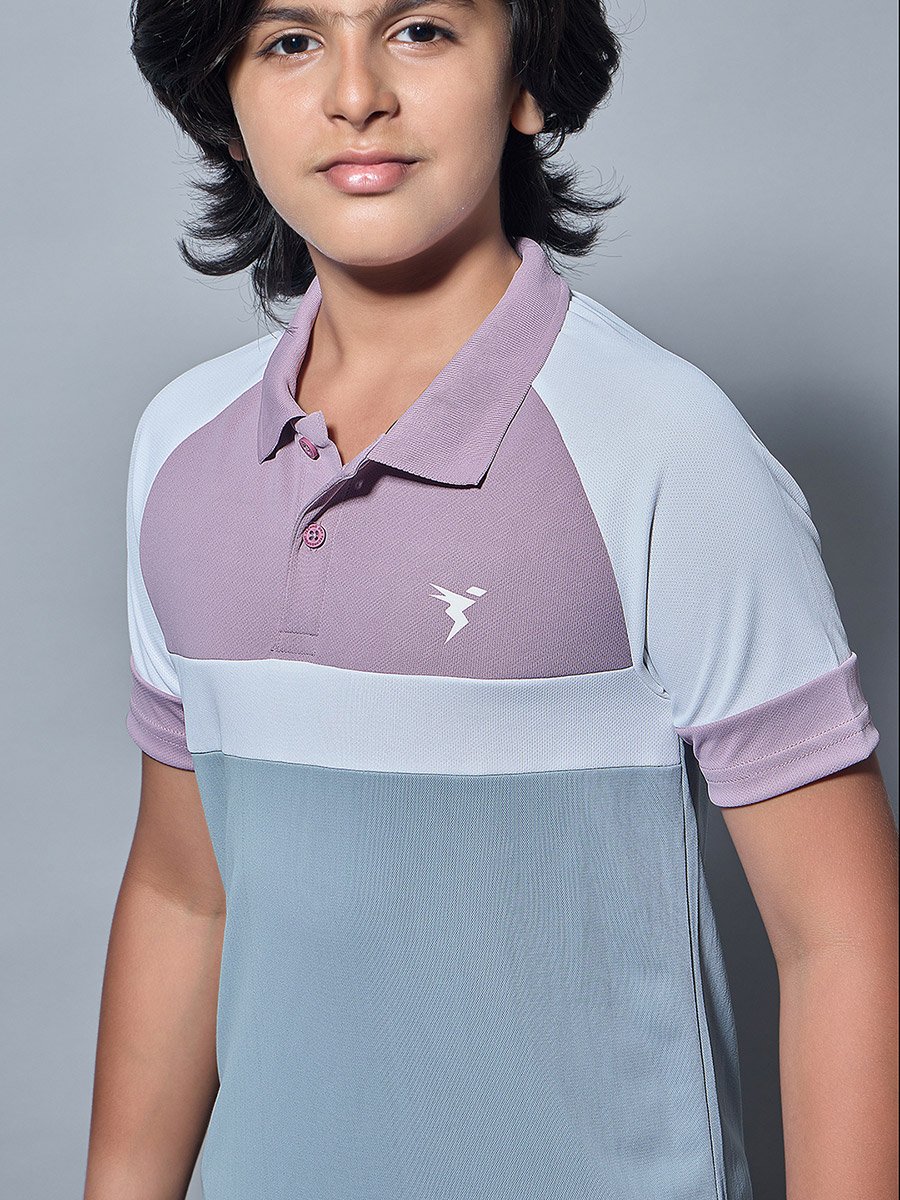 Boys Color Block Slim Fit Polo Sports T-Shirt