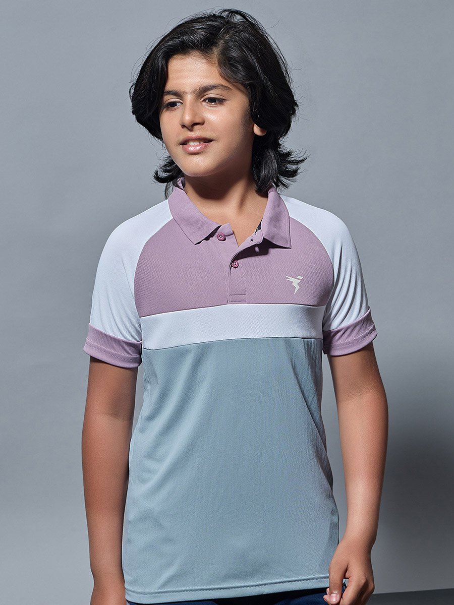 Boys Color Block Slim Fit Polo Sports T-Shirt