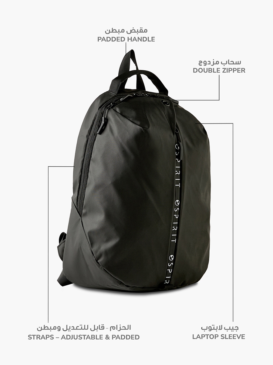 Spirit Logo Print Backpack with Adjustable Strap - 31x20x48 cm