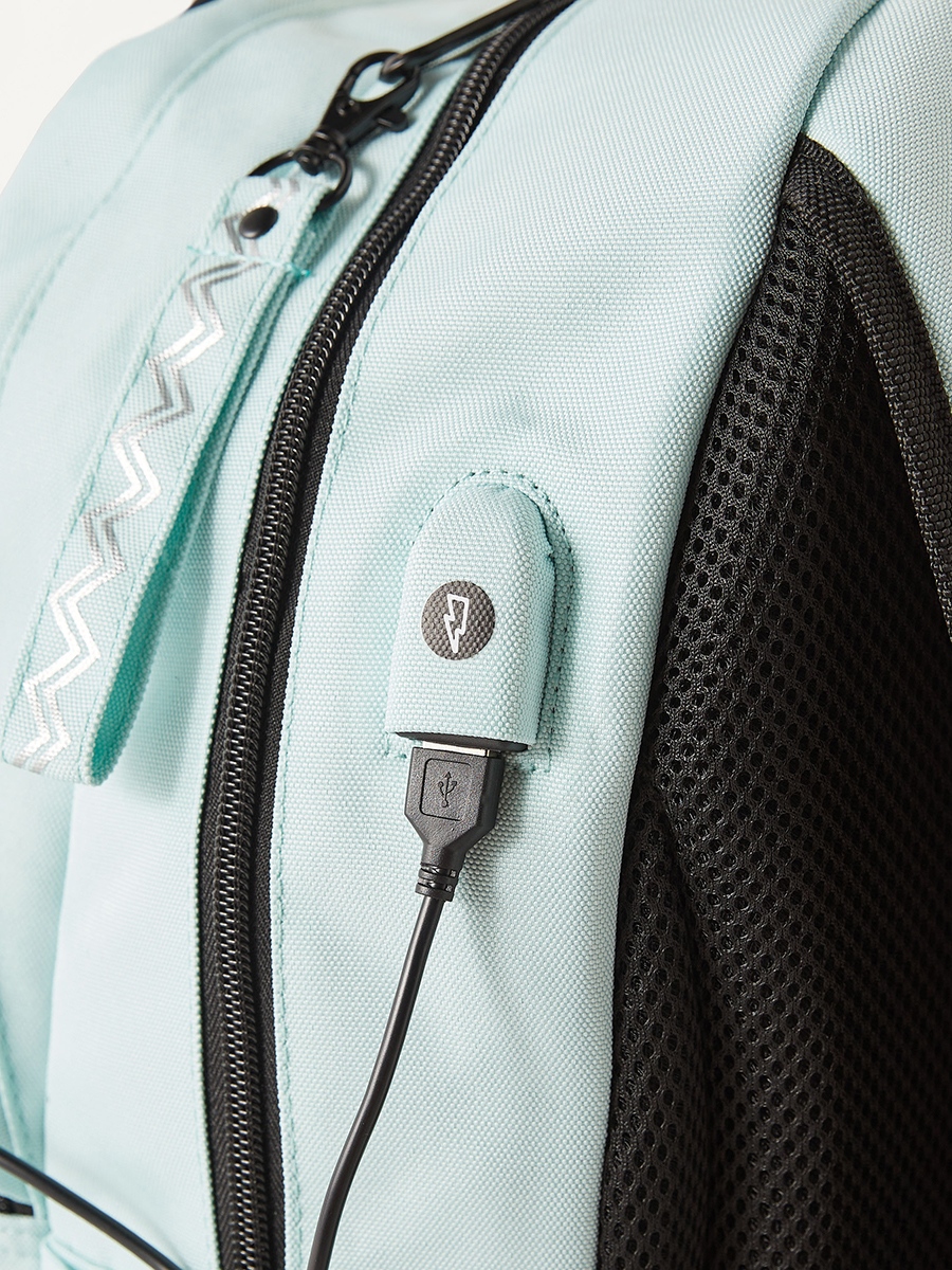 Must Solid 16-inch Backpack with USB Port and Zip Closure - 32x19x42 cm