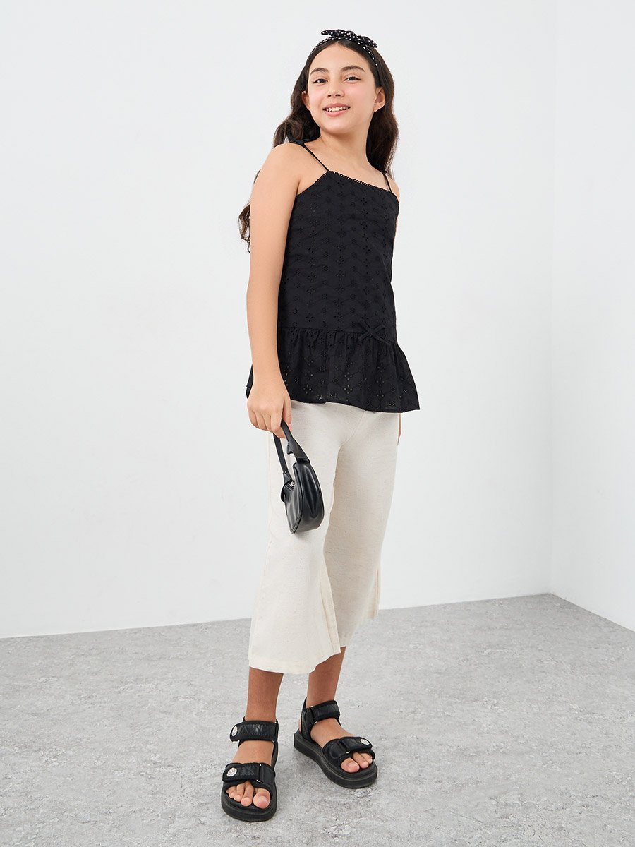 Schiffli Peplum Top