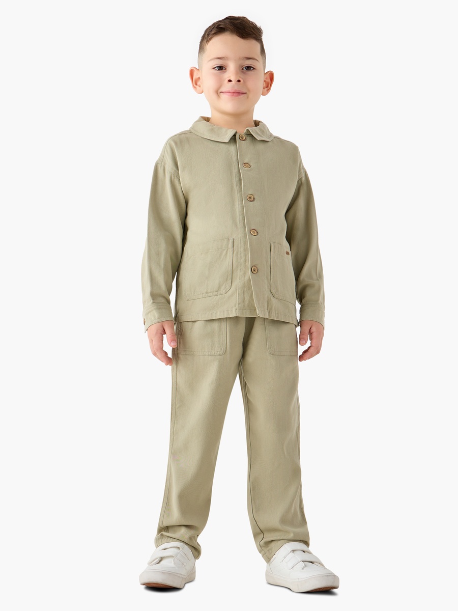 Solid Long Sleeves Shirt and Pants Set