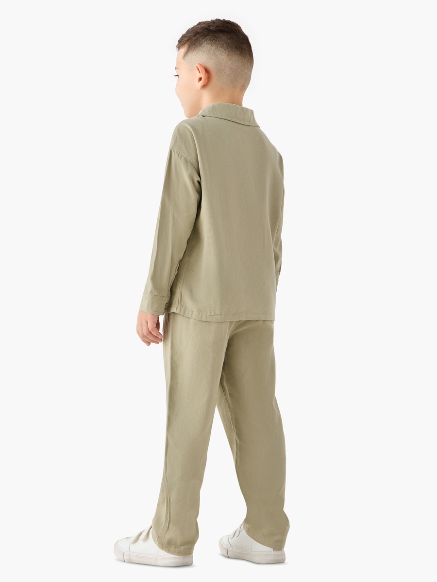 Solid Long Sleeves Shirt and Pants Set