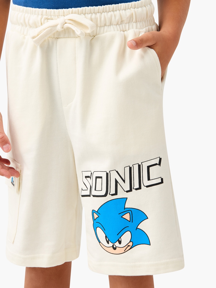 Sonic the Hedgehog Print Shorts with Elasticated Waistband and Pockets