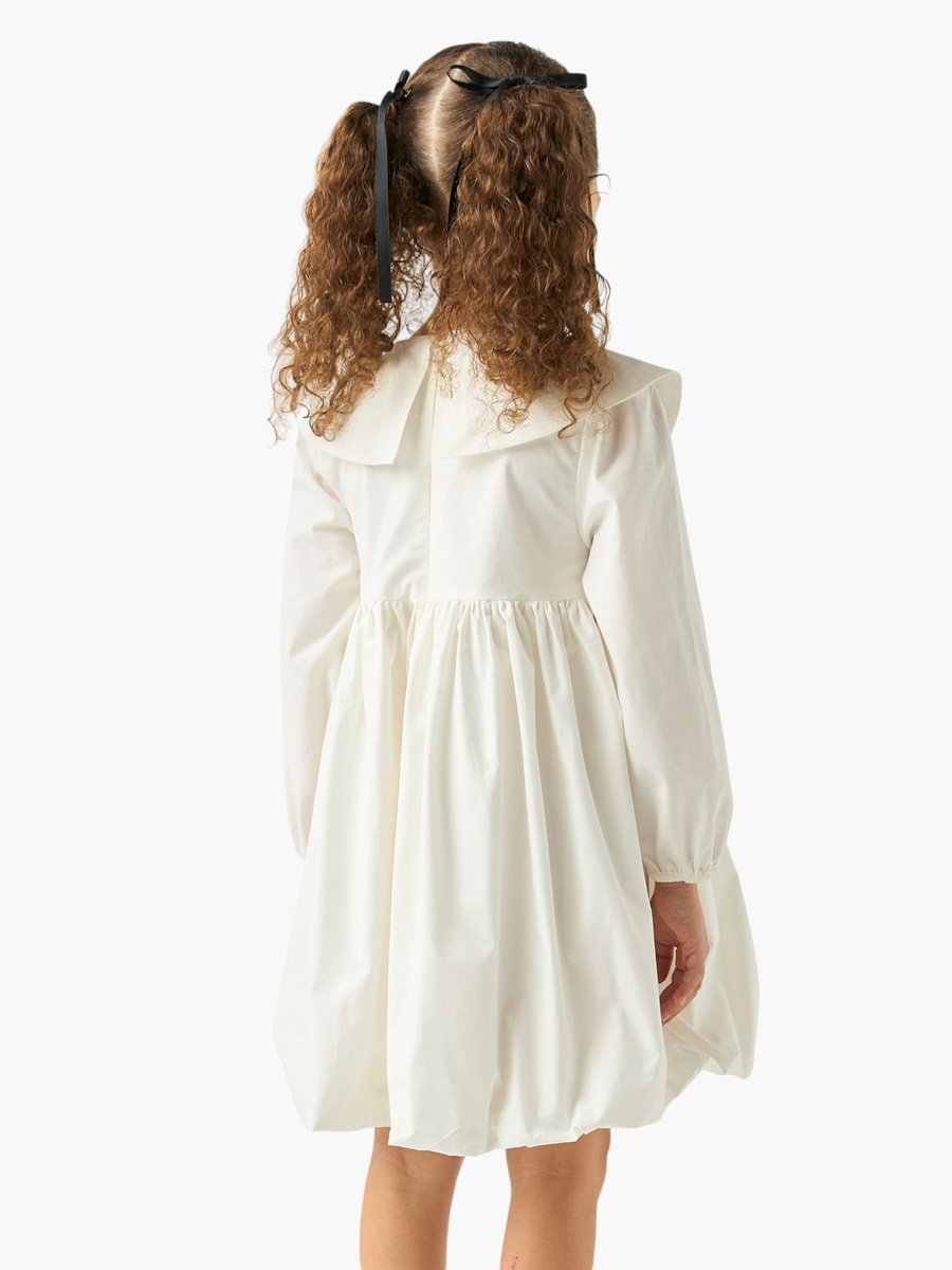 Solid Peter Pan Collar A-line Dress with Long Sleeves